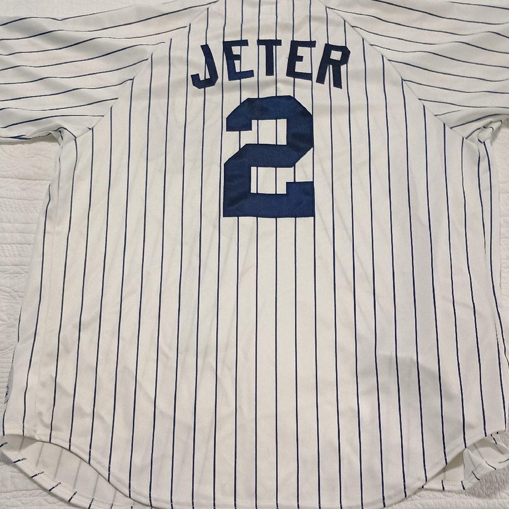 Majestic Pinstripe Baseball Jersey - White and Navy